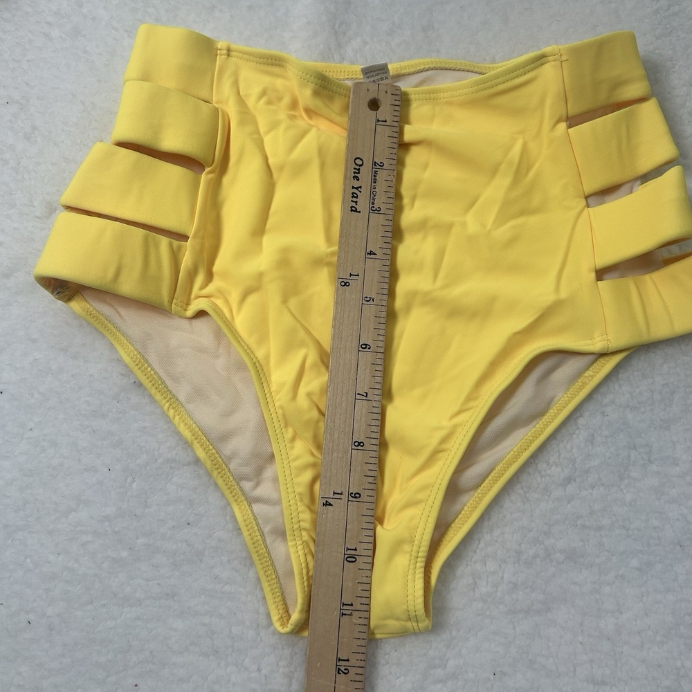 Bikini Set Womens Small Multicolor Floral Ruffle Top High Waist Yellow Bottom - Picture 6 of 16